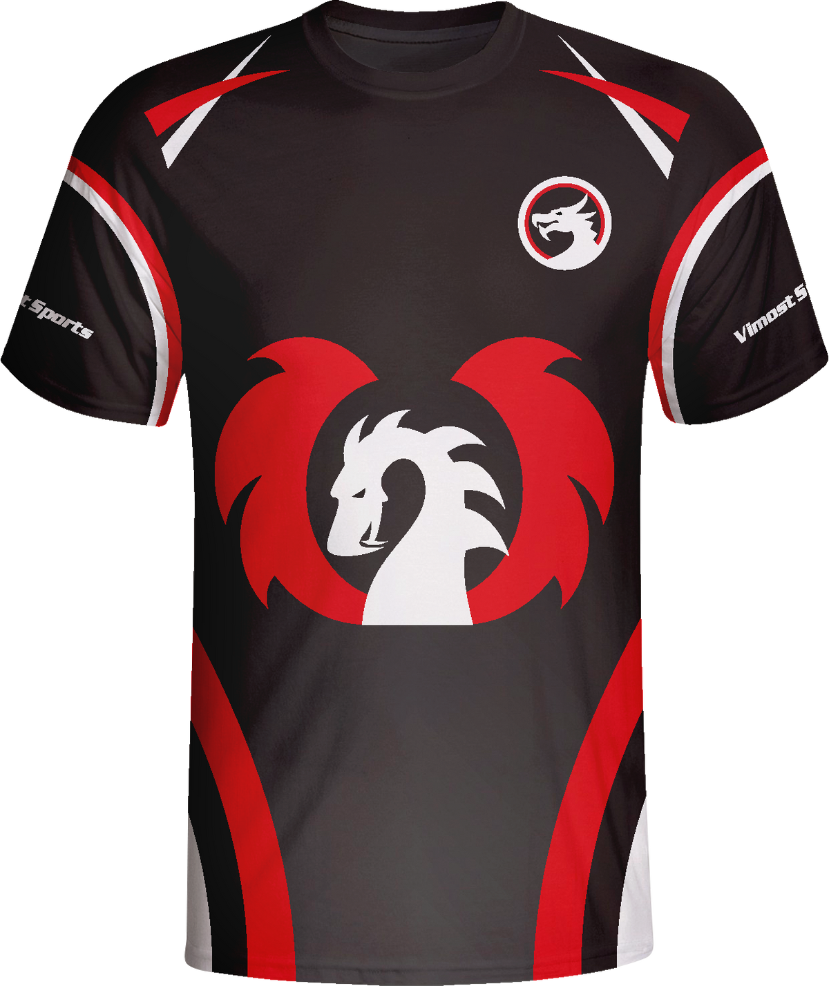 Black Dragon Esports Jersey with Red Sublimation Design by Vimost Sportswear