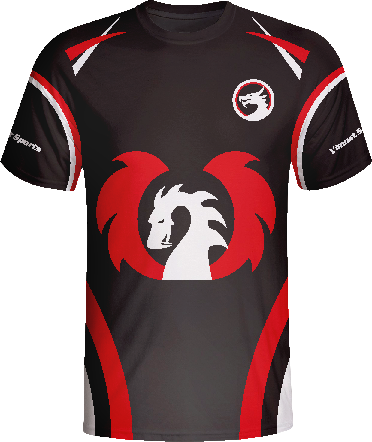 Black Dragon Esports Jersey with Red Sublimation Design by Vimost Sportswear