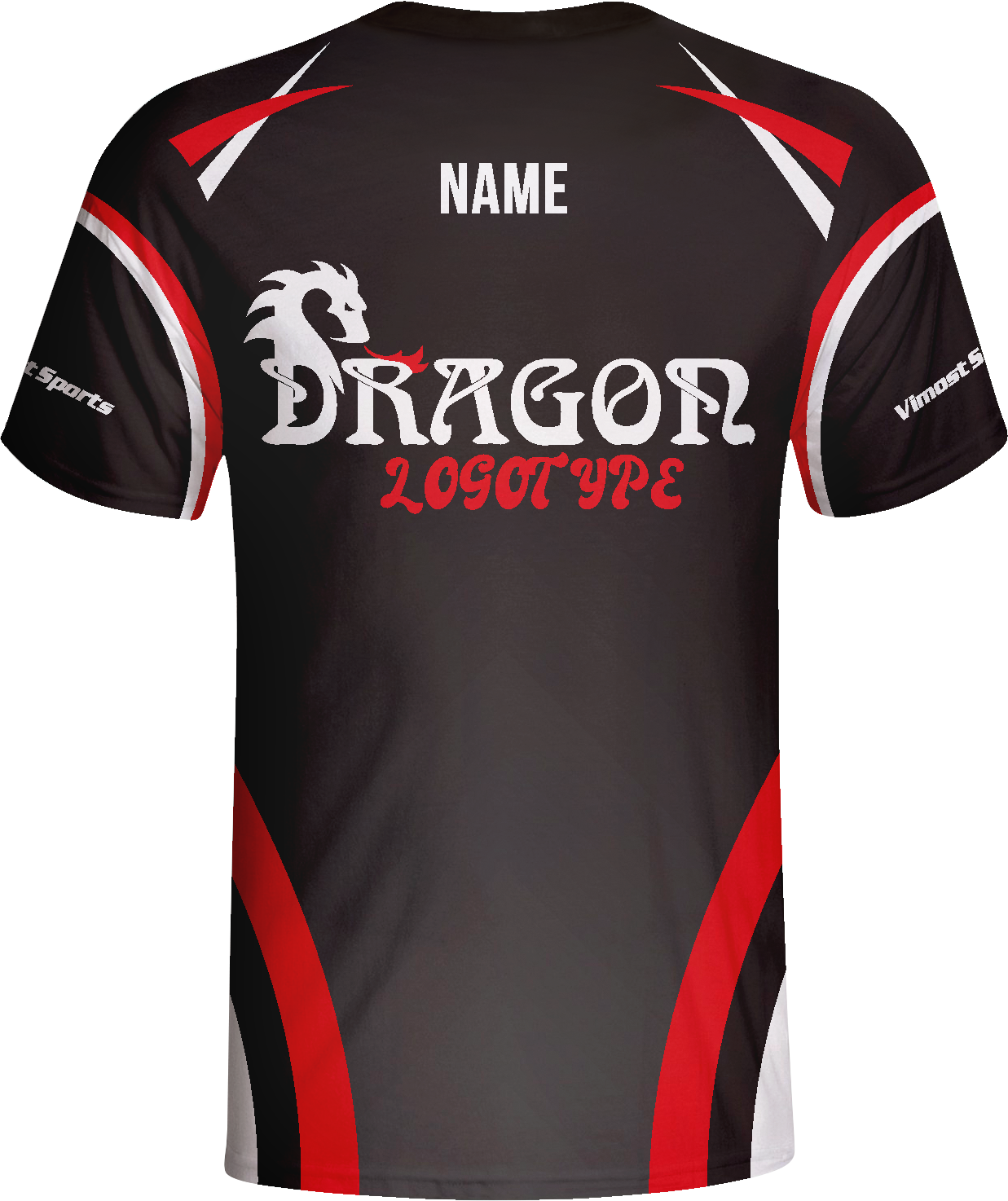 Black Dragon Esports Jersey with Red Sublimation Design by Vimost Sportswear