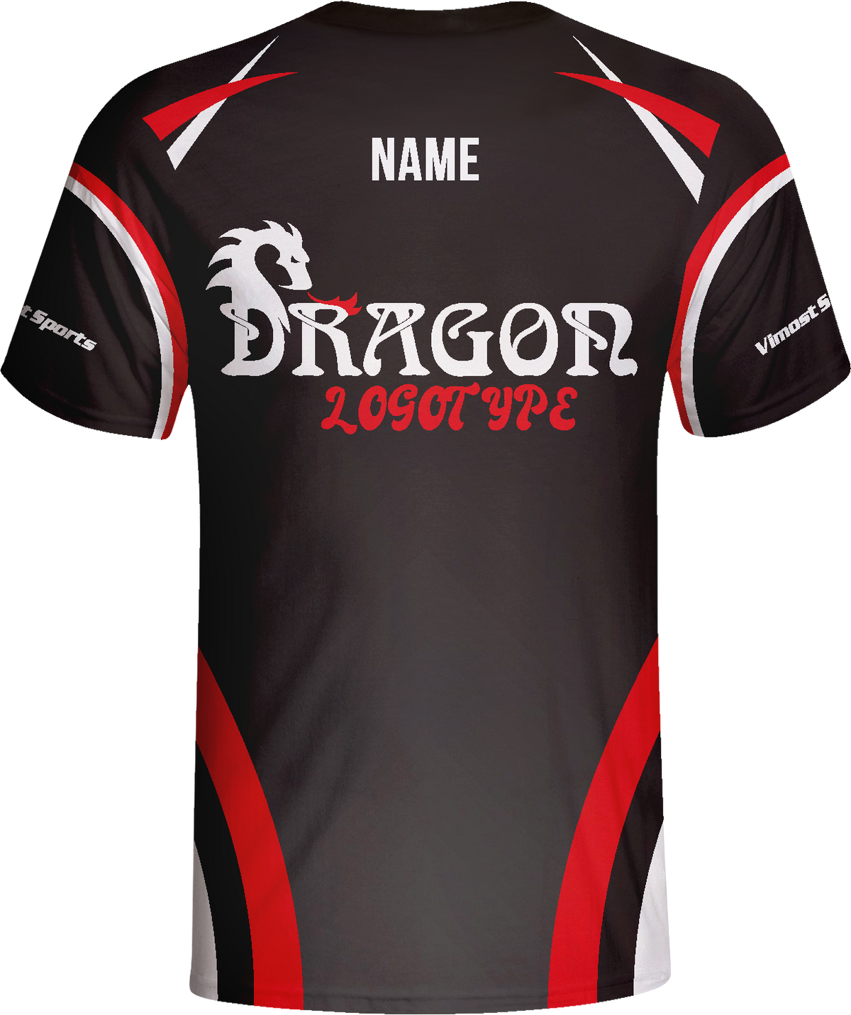 Black Dragon Esports Jersey with Red Sublimation Design by Vimost Sportswear
