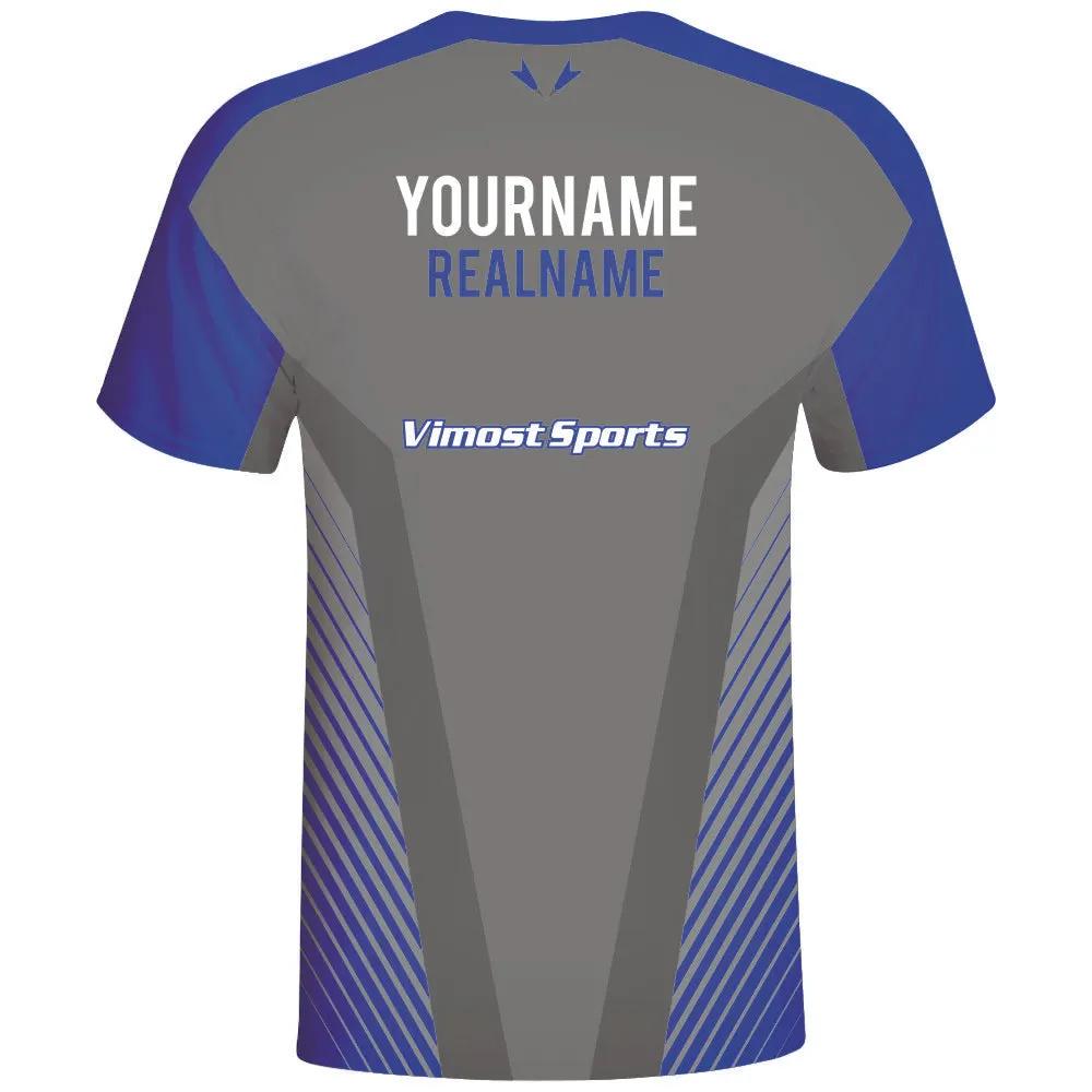 Grey Blue Custom Esports Jersey with Sublimation Printing by Vimost Sportswear
