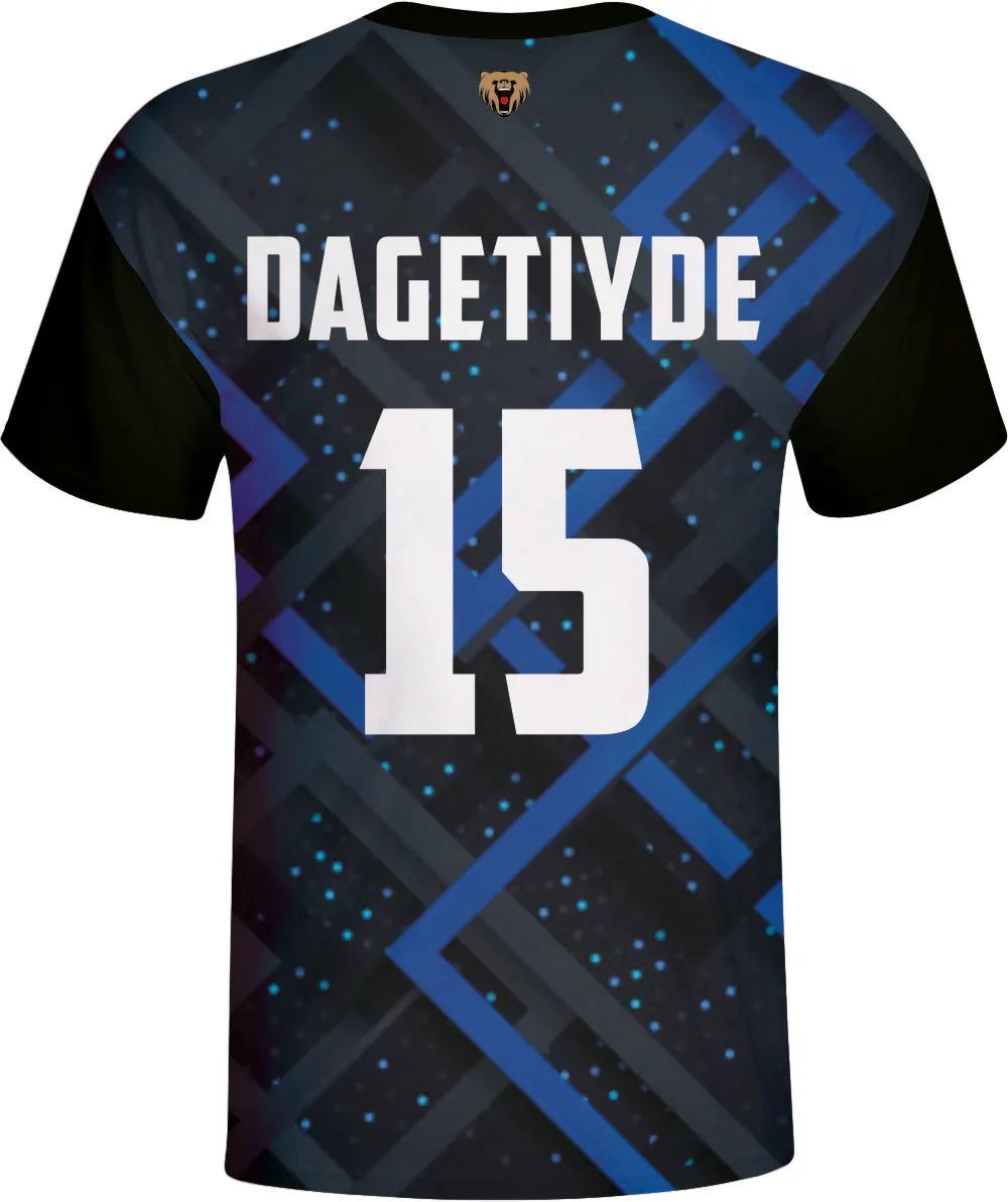 Black Blue Geometric Gamer Esports Jersey by Vimost Sportswear