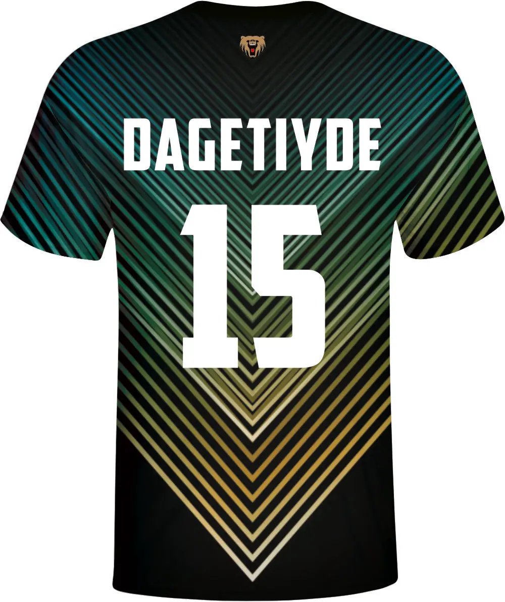 Green Gold V-Shaped Esports Jersey with Custom Name by Vimost Sportswear