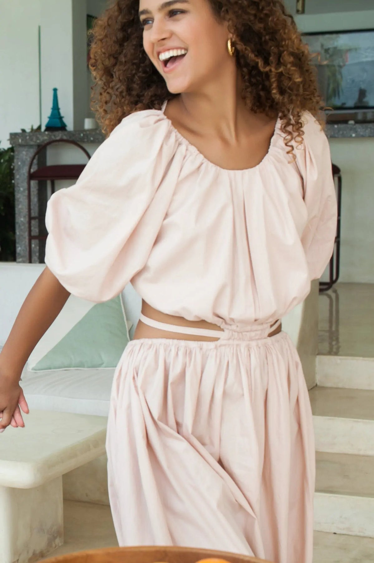 Eva Poplin Cotton Cutout Midi Dress (Sale) by ELF
