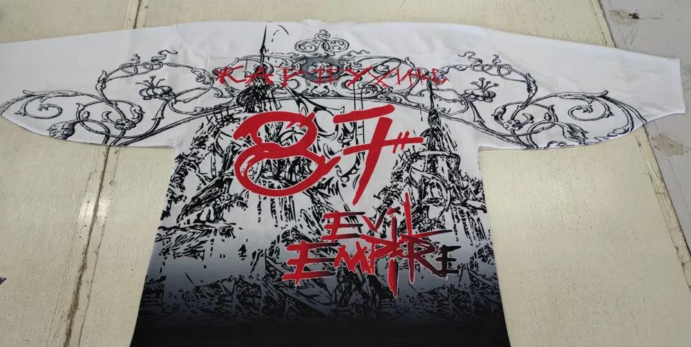 Custom Black Red Warrior Graphic Ice Hockey Jersey by Vimost Sportswear