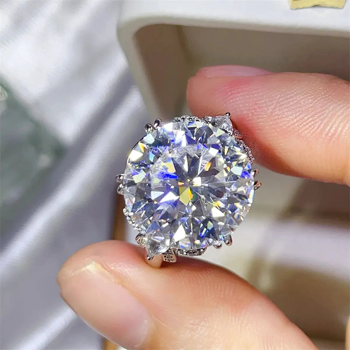 10 Carat Moissanite 925 Sterling Silver Ring by Partner Label