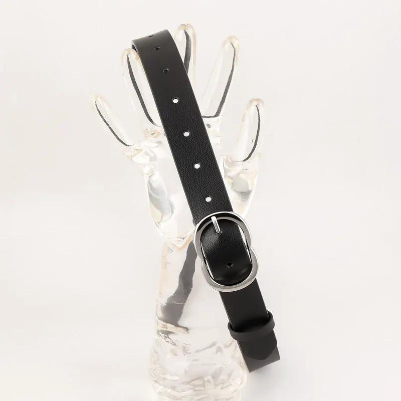 Skinny Belt with Oval Buckle by Trendsi
