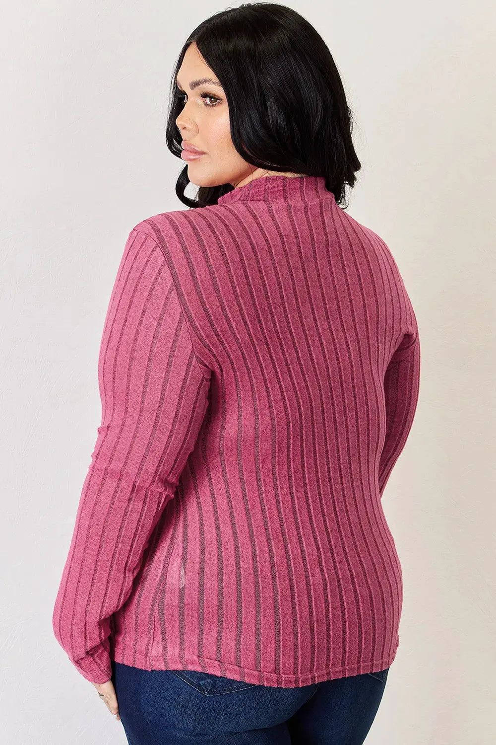 Basic Bae Full Size Ribbed Mock Neck Long Sleeve T-Shirt by Basic Bae