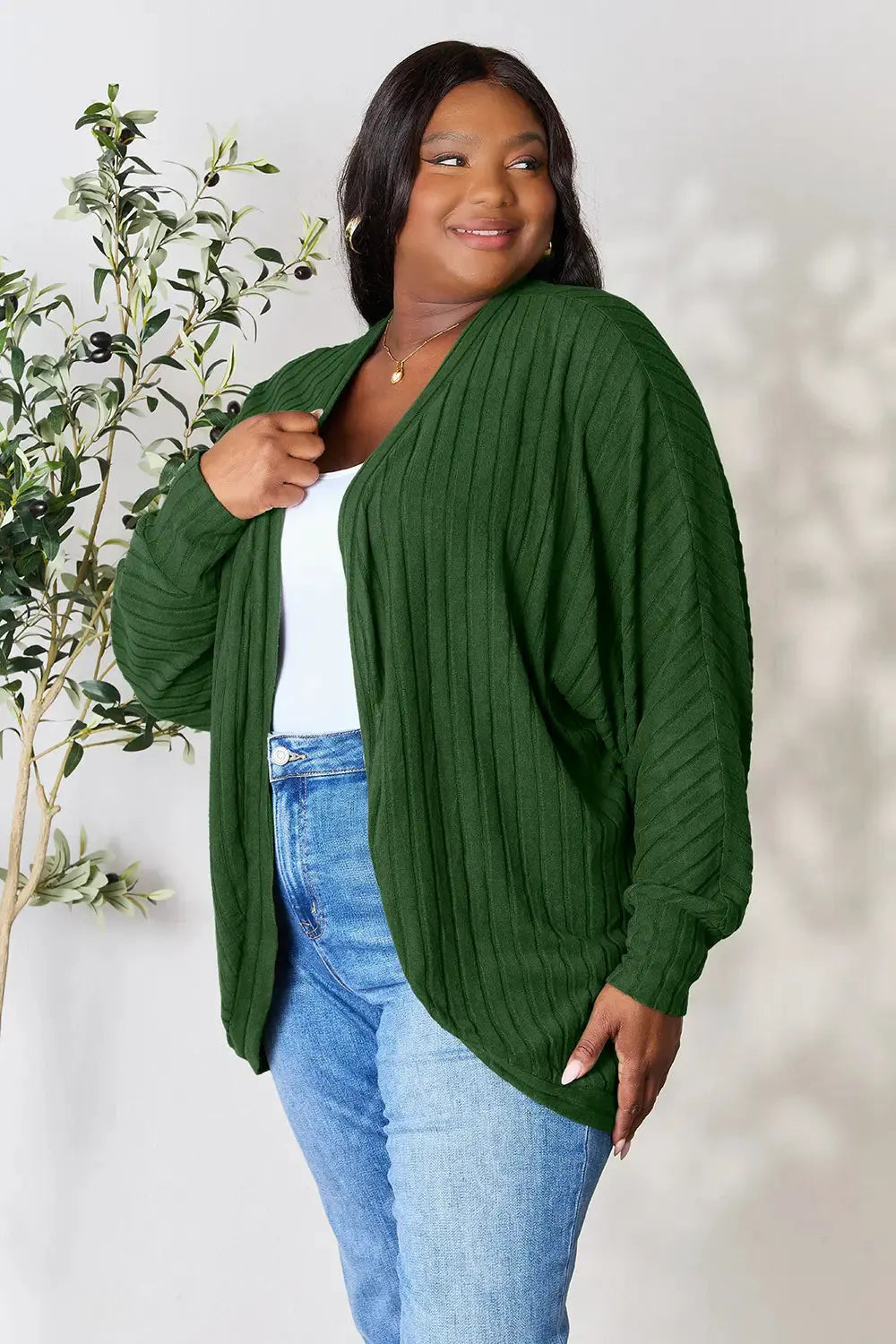 Basic Bae Full Size Ribbed Cocoon Cardigan by Basic Bae