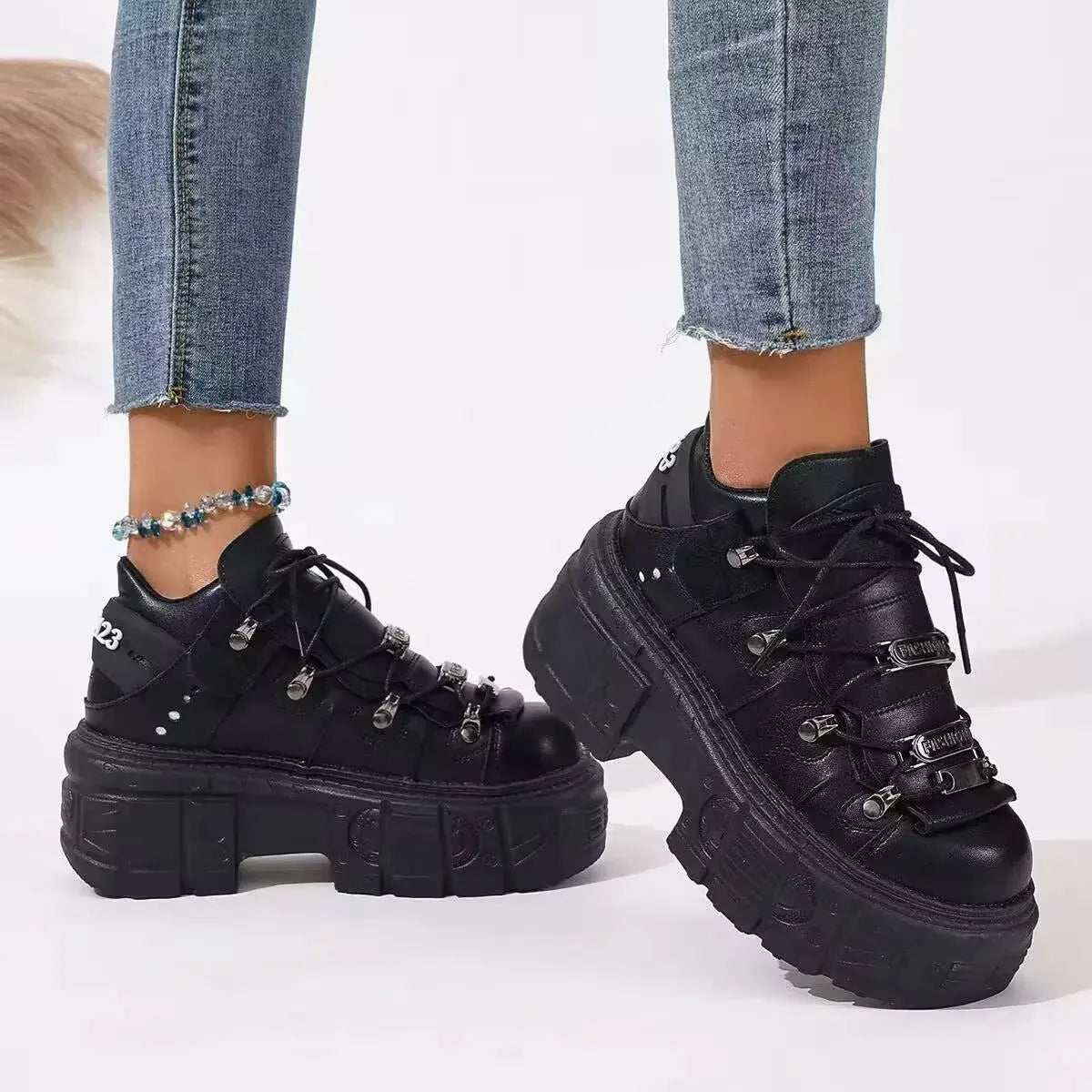 Lace Up Platform Sneakers by Partner Label