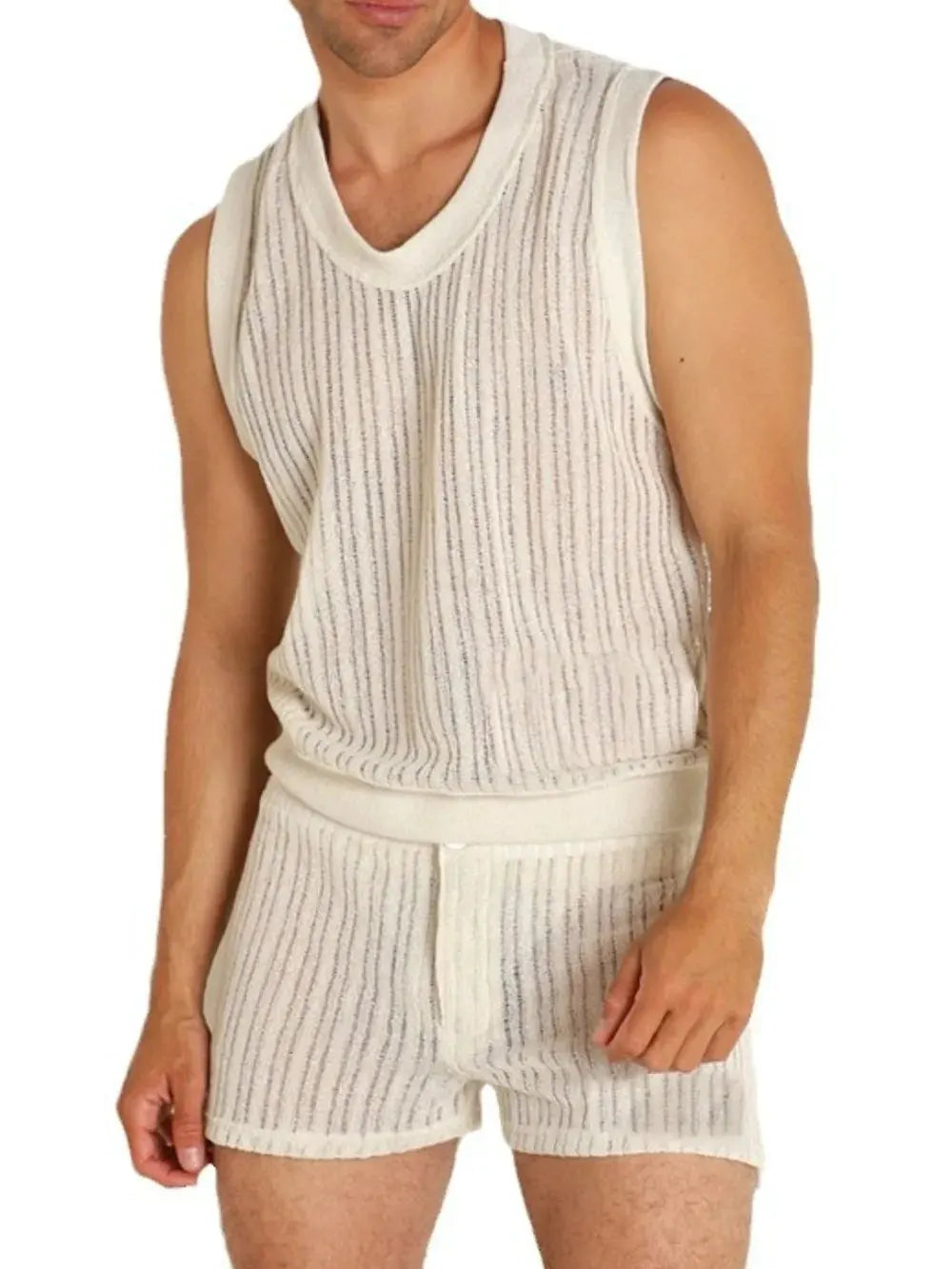 Men's Full Size Round Neck Tank and Shorts Set Plus Size by Trendsi
