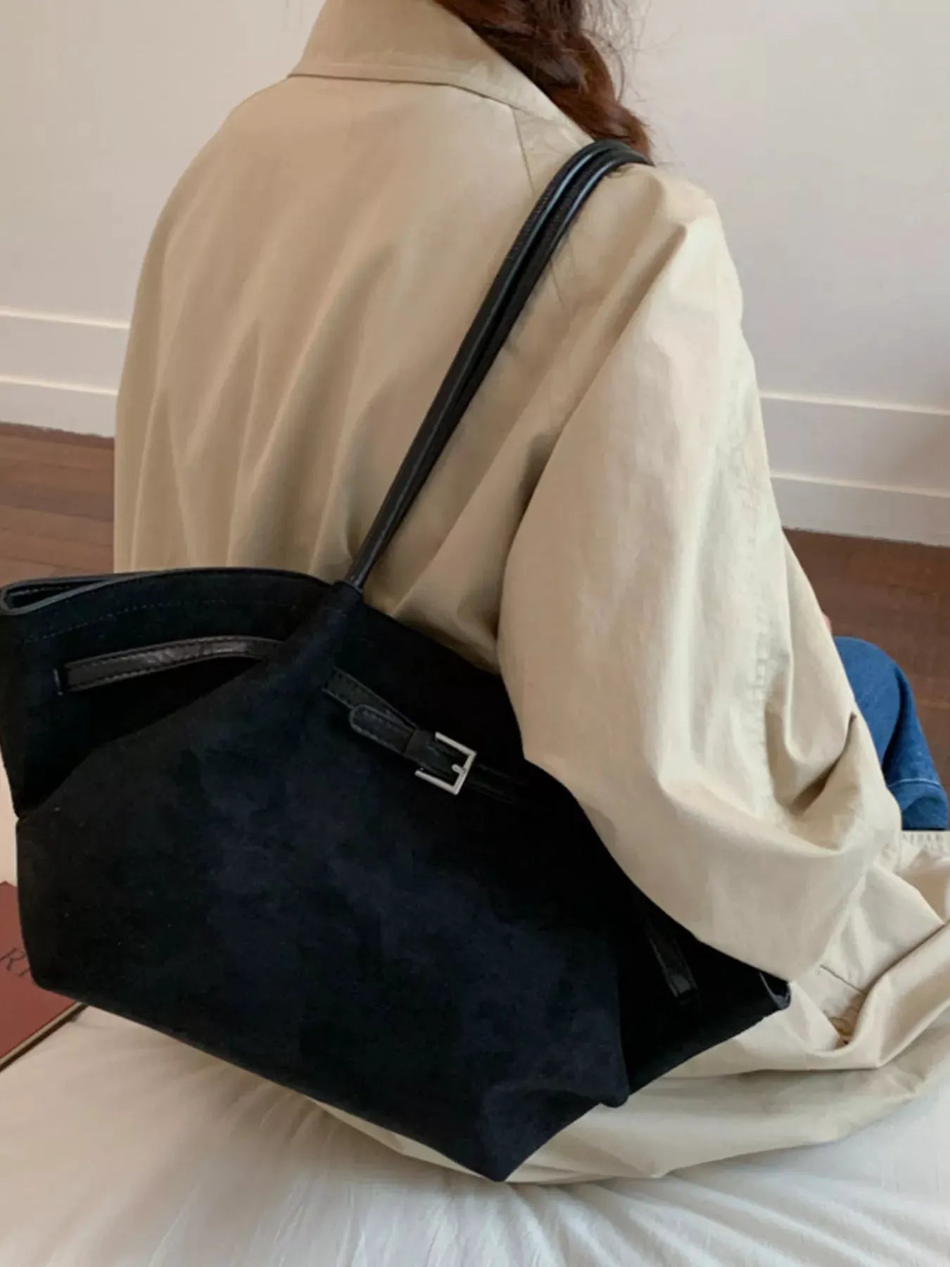 Solid Color Buckle Tote Bag by Partner Label