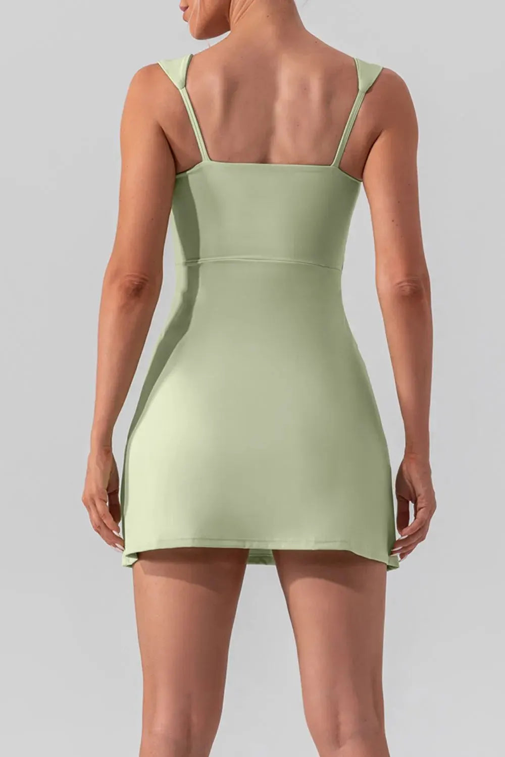 Square Neck Sleeveless Slit Mini Active Dress by Partner Label