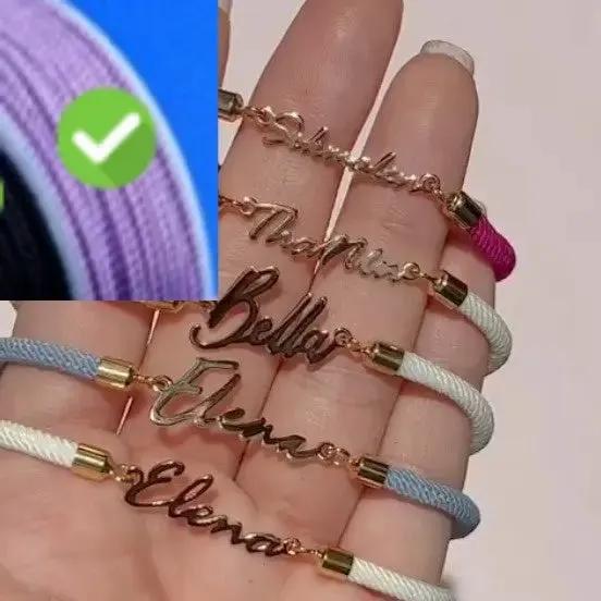Personalized Colorful Rope Chain Custom Name Bracelet Personalized Adjustable Name Jewelry For Girls by Maiden-Art