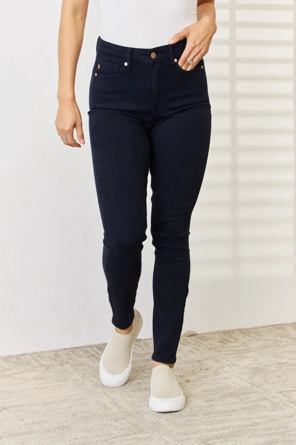 Judy Blue Full Size Garment Dyed Tummy Control Skinny Jeans by Judy Blue
