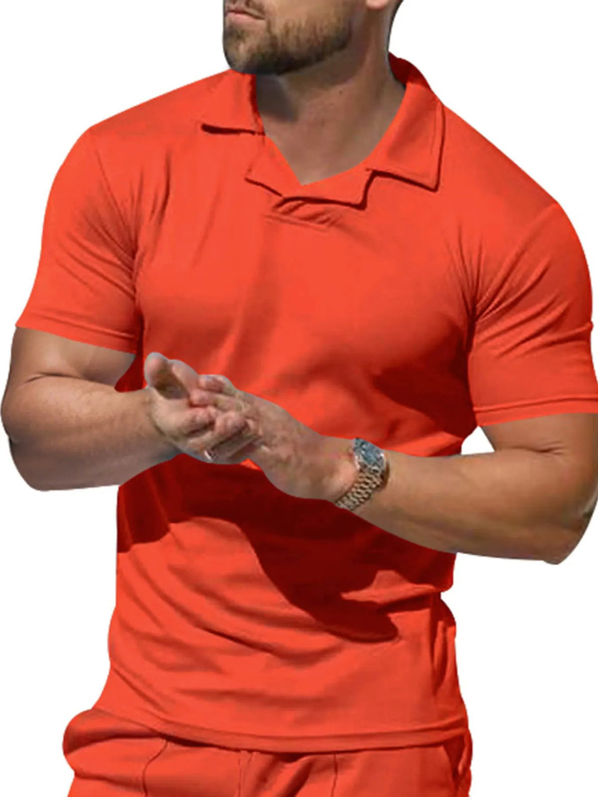 Men's Full Size Casual Short Sleeve Polo Plus Size by Trendsi