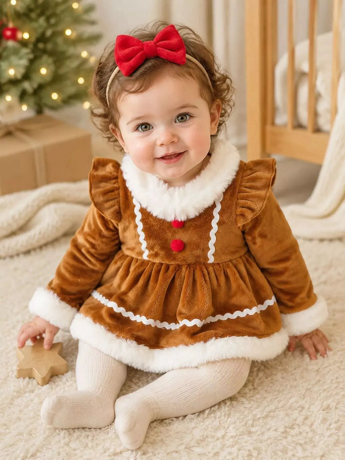 Children's Christmas Bodysuit Dress and Headband Set by Trendsi
