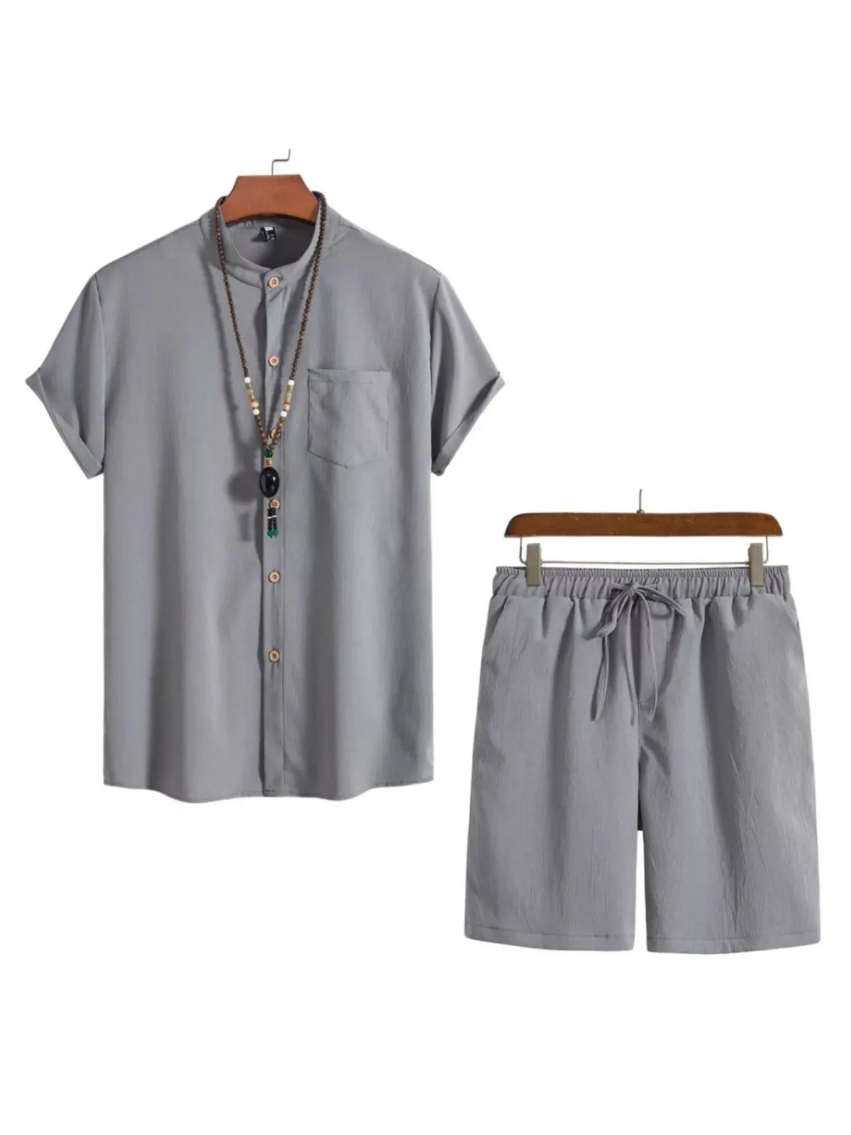 Men's Plus Size Casual Short Sleeve Shirt and Shorts Set by Trendsi