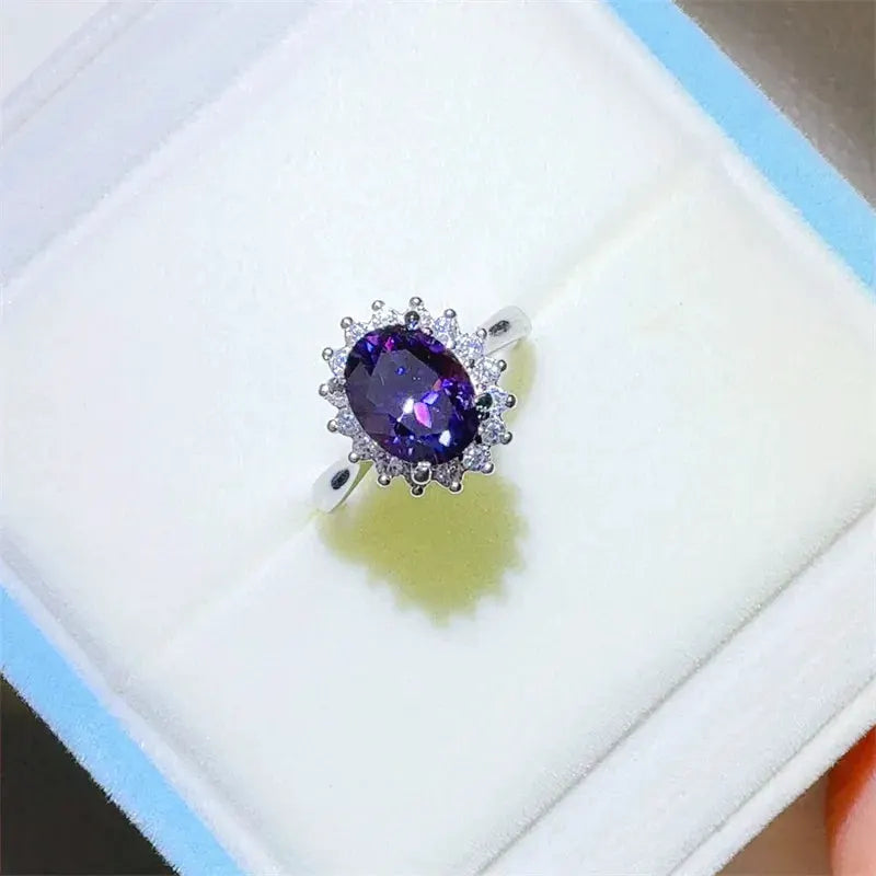 2 Carat 925 Sterling Silver Oval Moissanite Ring by Partner Label