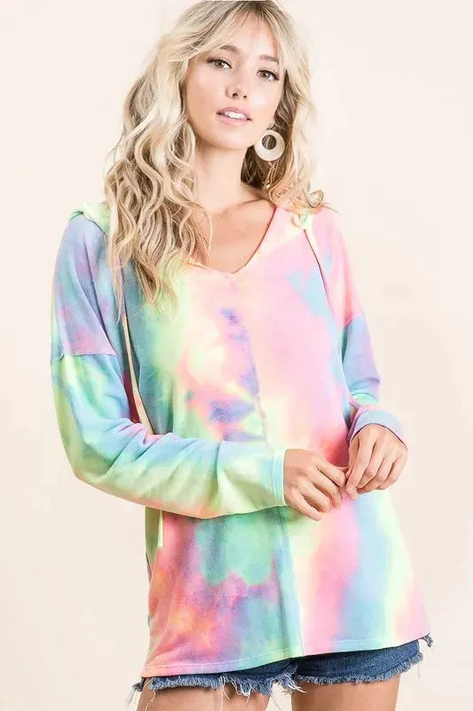 BiBi Tie Dye Terry Long Sleeve Hoodie by BiBi