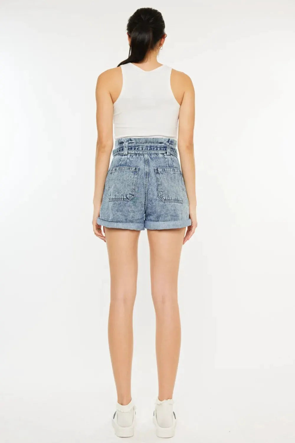Kancan Ultra High Rise Paperbag Denim Shorts by Kancan