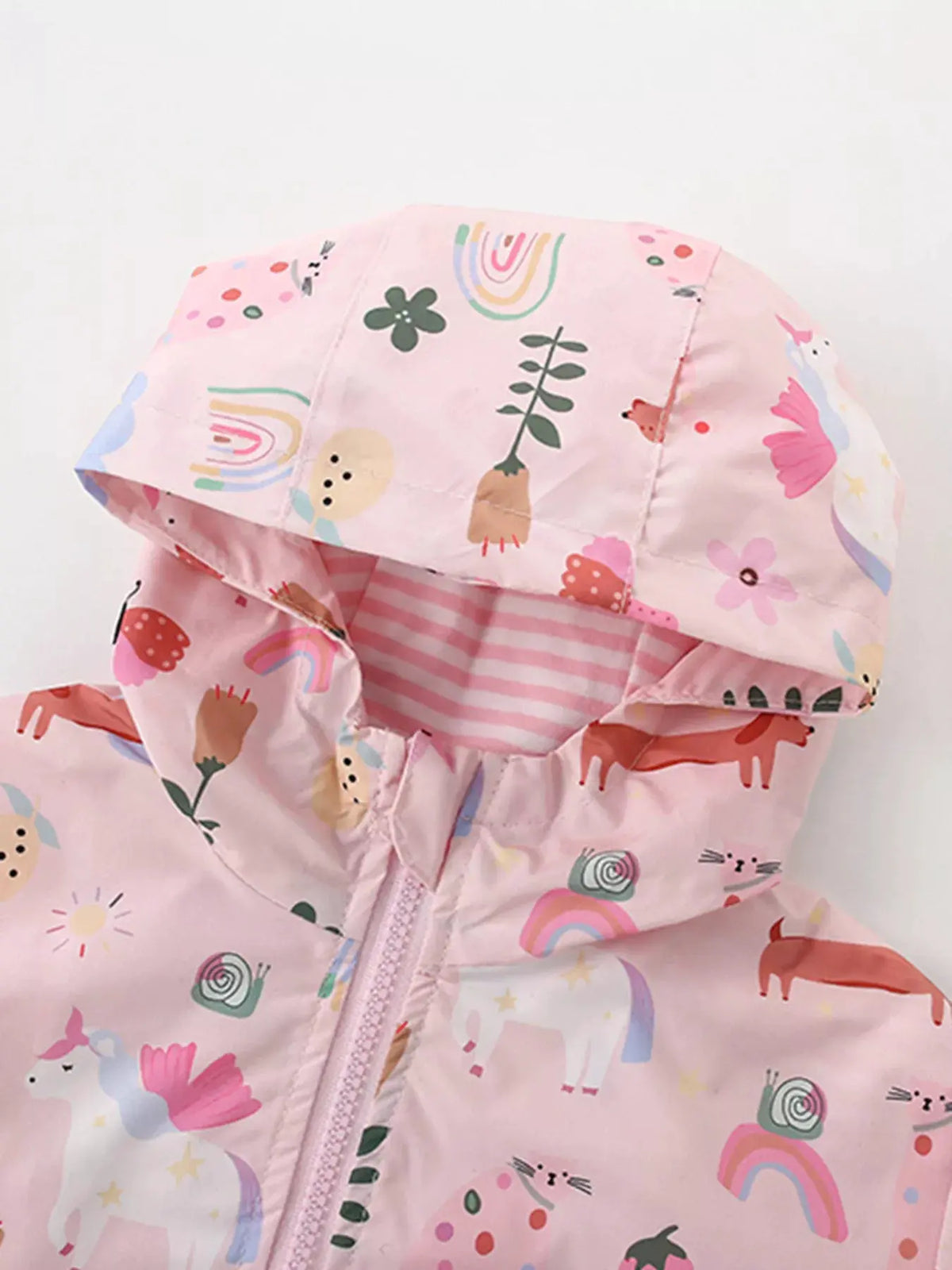 Children's Unicorn and Floral Print Hooded Jacket by Trendsi