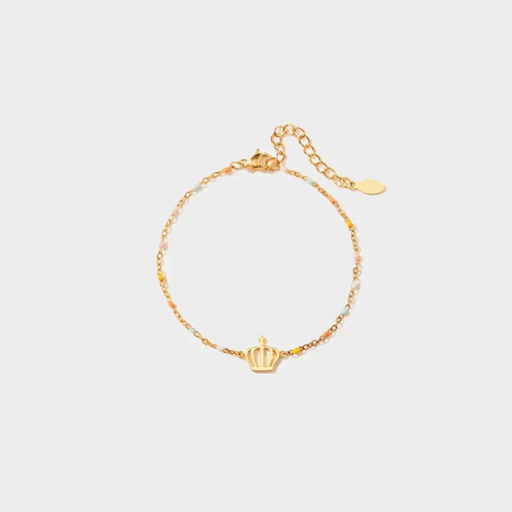 Crown Shape 18K Gold-Plated Bead Bracelet by Partner Label