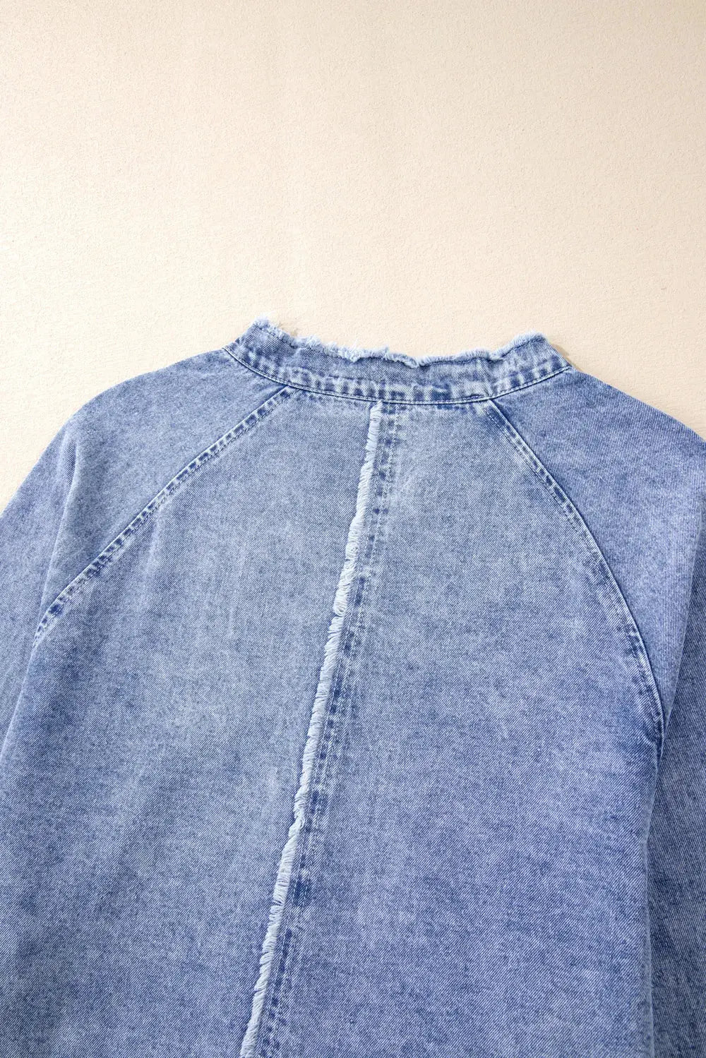 Raw Hem Button Down Long Sleeve Denim Dress by Partner Label