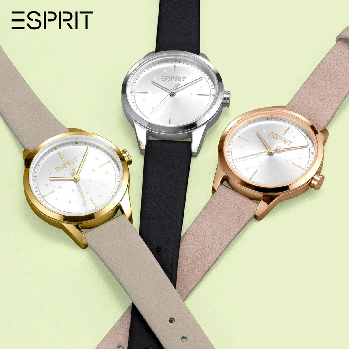 Esprit Women's Black Faux Leather Watch, Silver Dial | Es1l197m0015 by ESPRIT