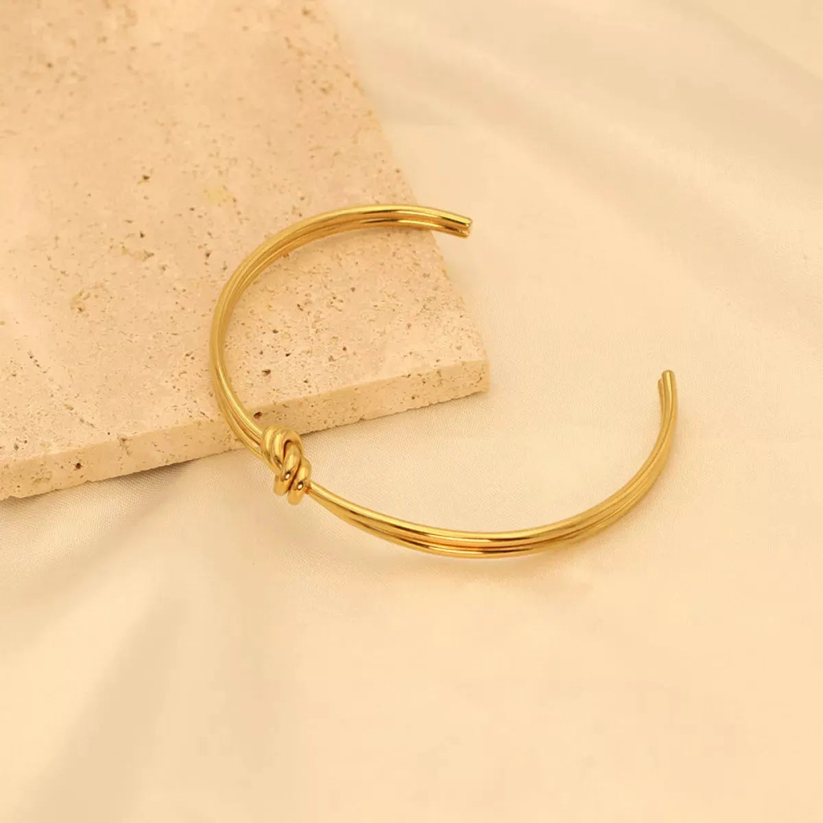 18K Gold-Plated Knot Open Bracelet by Partner Label