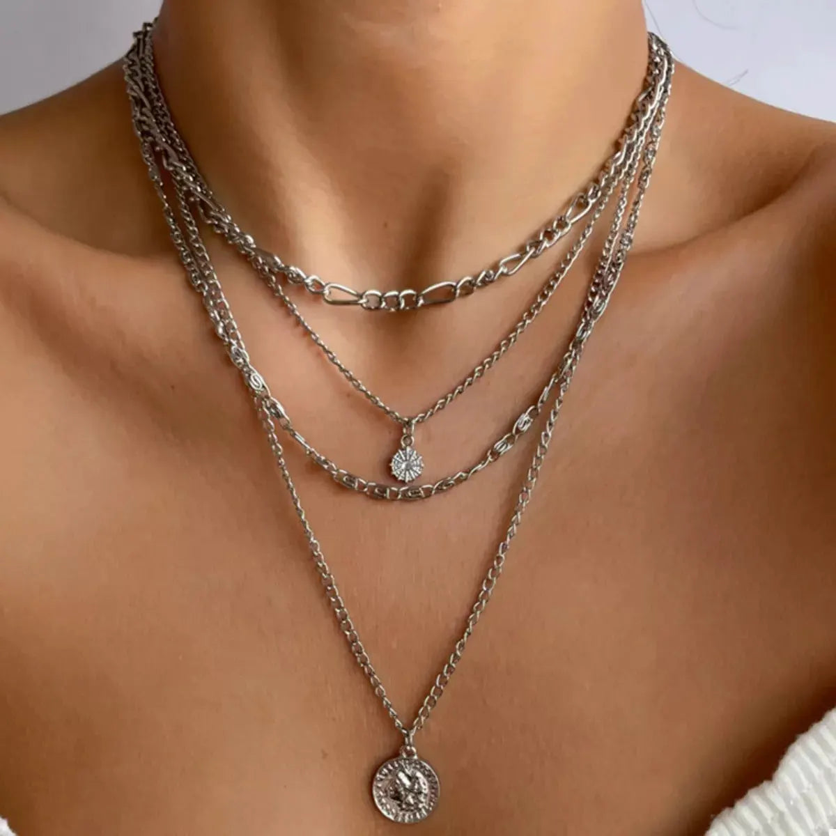 Four Layered Pendant Necklace by Partner Label