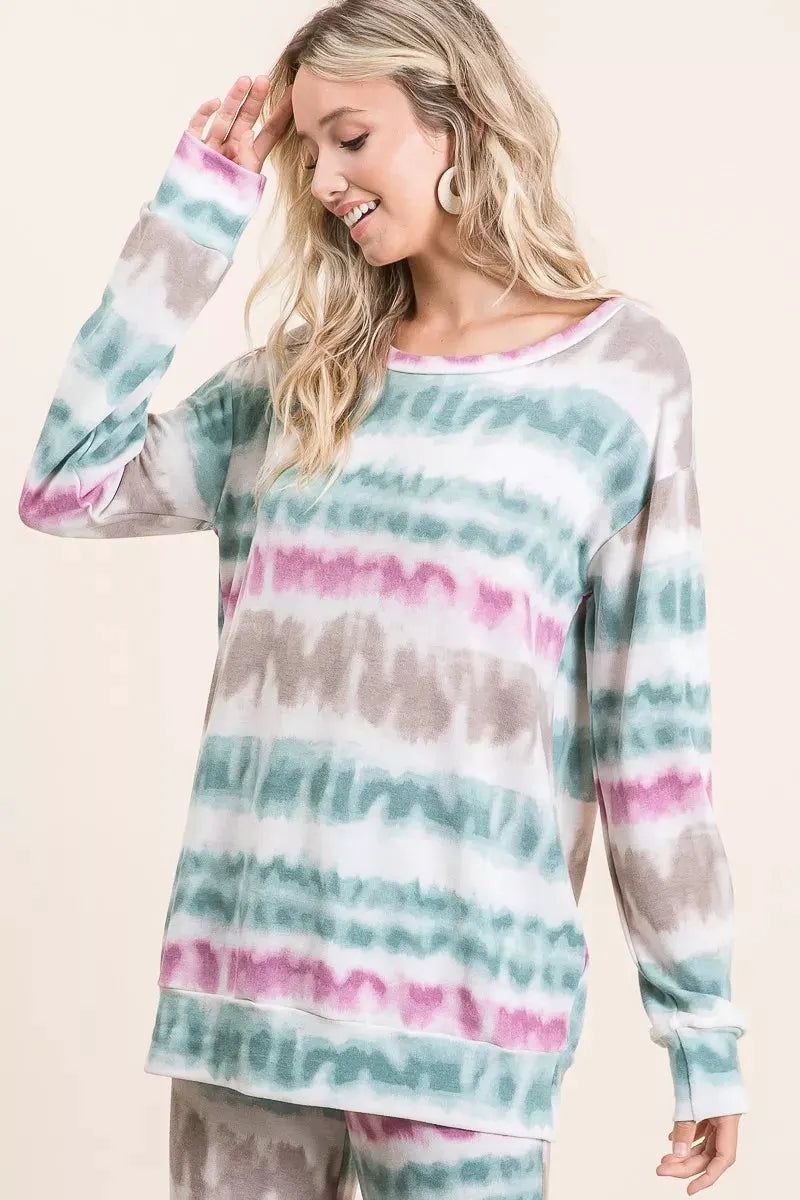 BiBi Tie Dye Print Terry Sweatshirt by BiBi