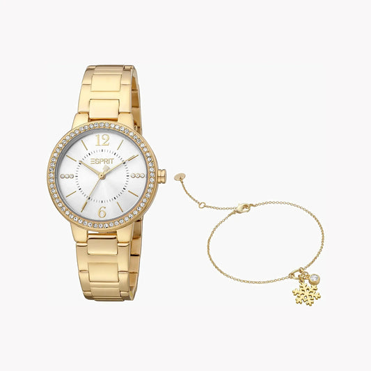 Esprit Women's Gold Stainless Steel Watch, Silver Dial | ES1L228M2045 by ESPRIT
