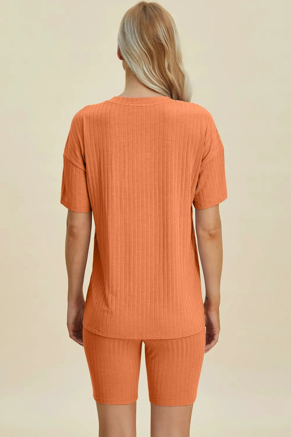 Basic Bae Full Size Ribbed V-Neck Short Sleeve Top and Shorts Set by Basic Bae