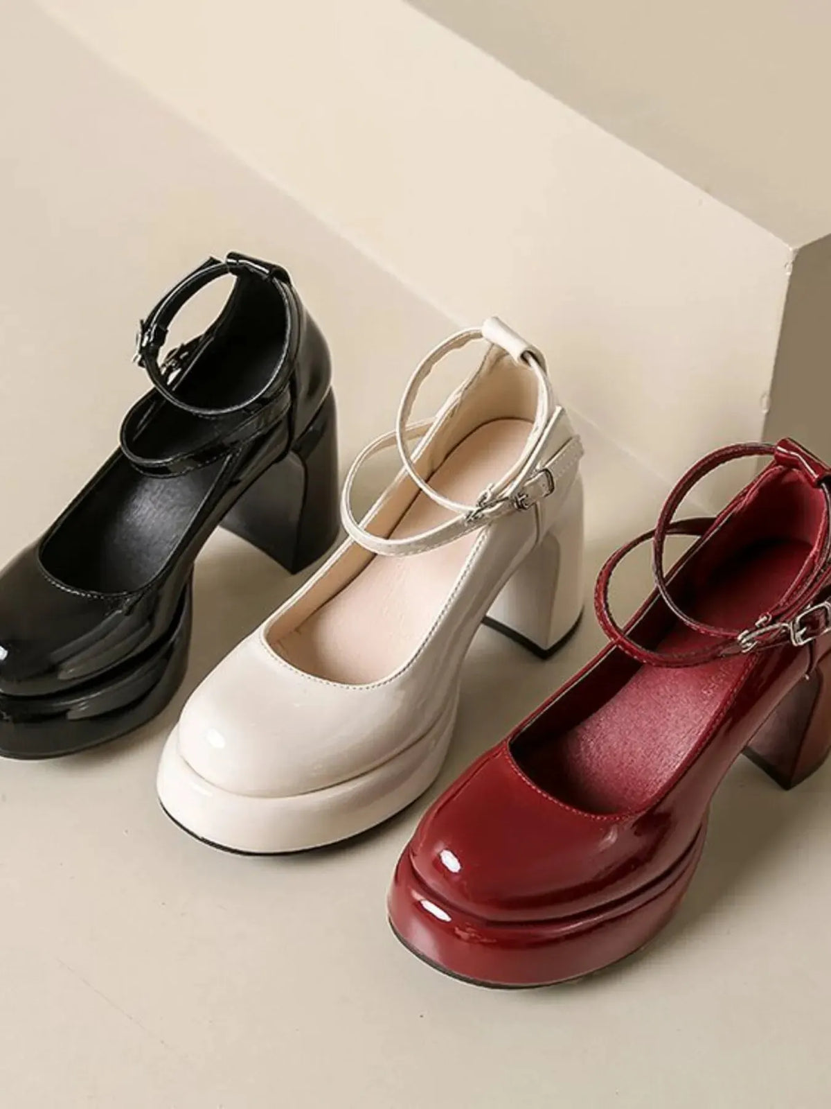 Patent Leather Mary Jane Platform Pumps by Partner Label