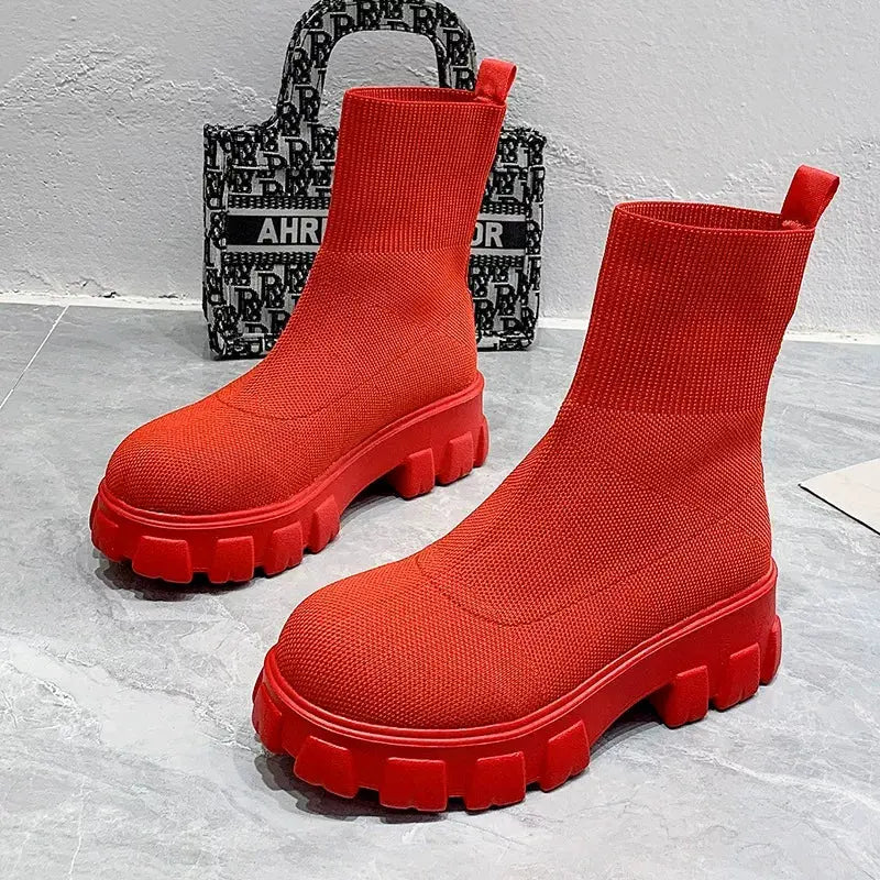 Round Toe Block Heels Boots by Partner Label