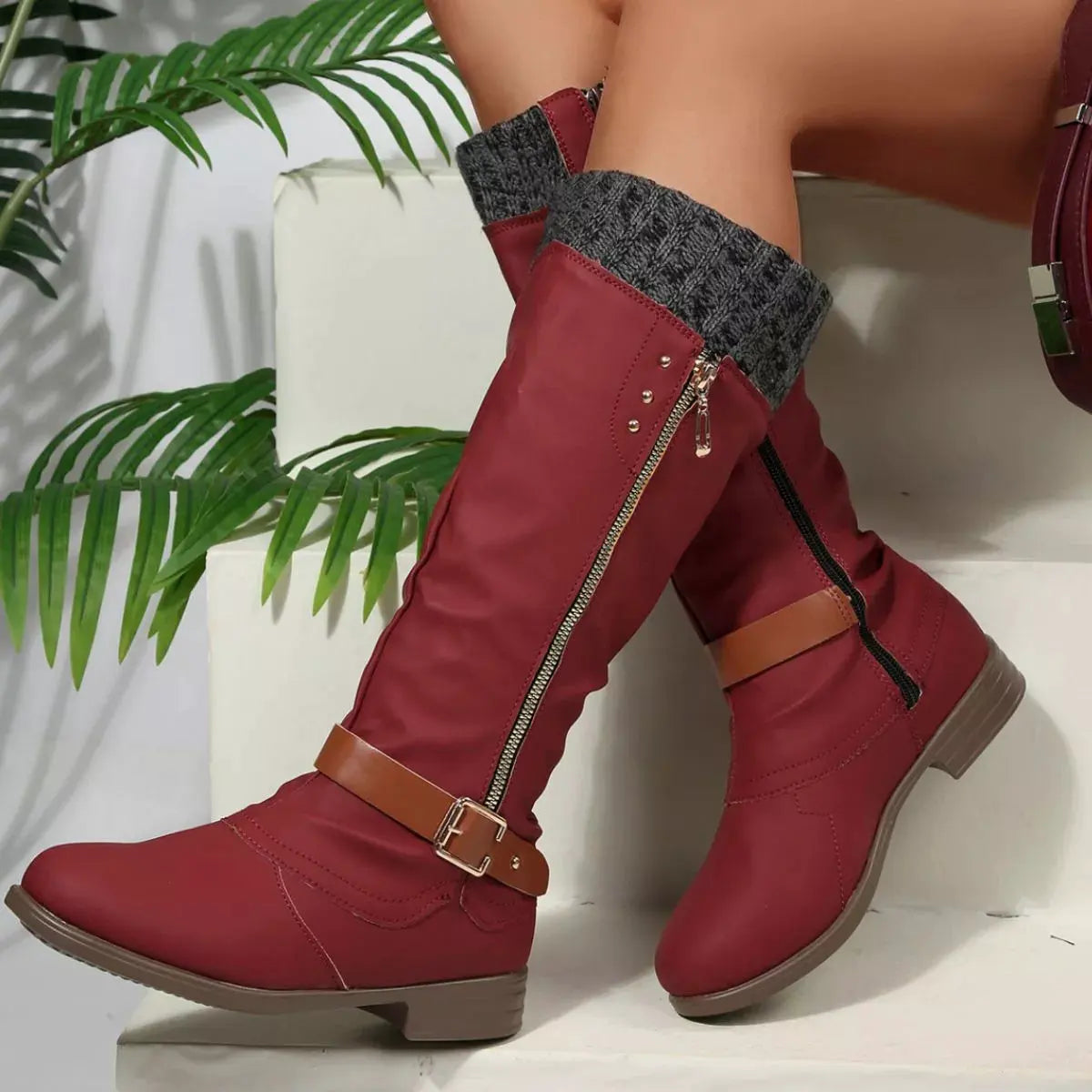Round Toe Block Heels Boots by Partner Label