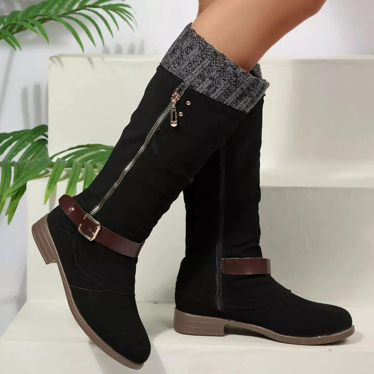 Round Toe Block Heels Boots by Partner Label