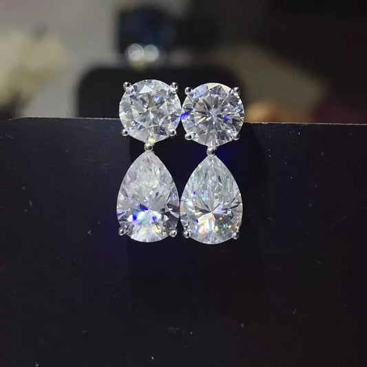 16 Carat Moissanite 925 Sterling Silver Earrings by Partner Label