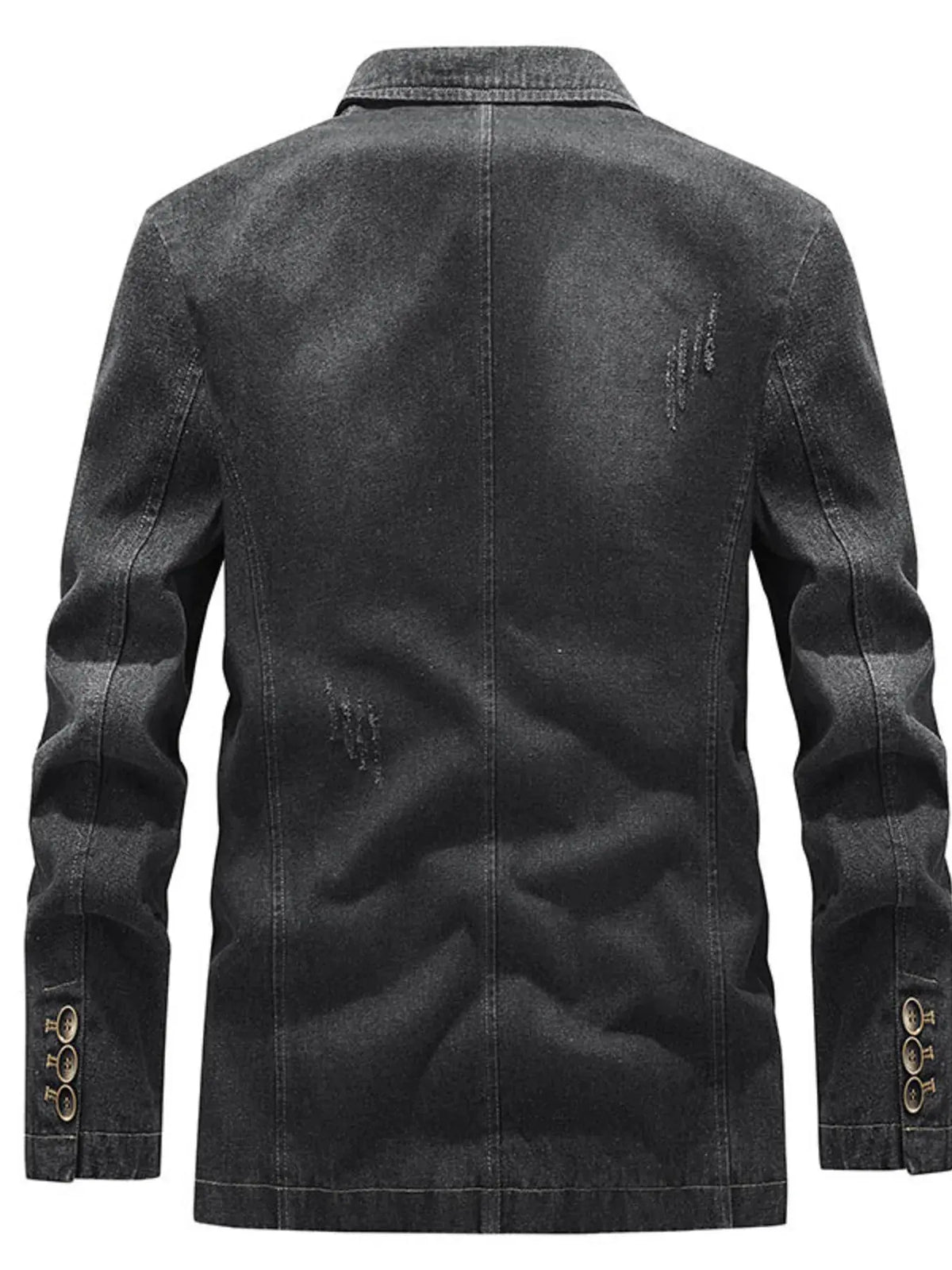 Men's Plus Size Slim Fit Long Sleeve Denim Blazer by Trendsi