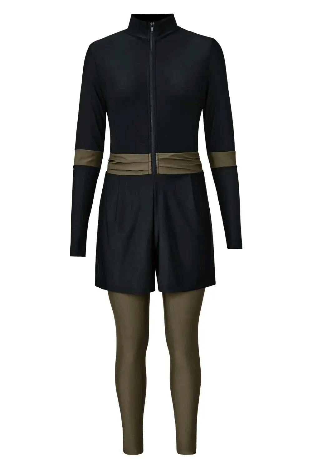 Zip Up Long Sleeve One-Piece Swimwear by Partner Label