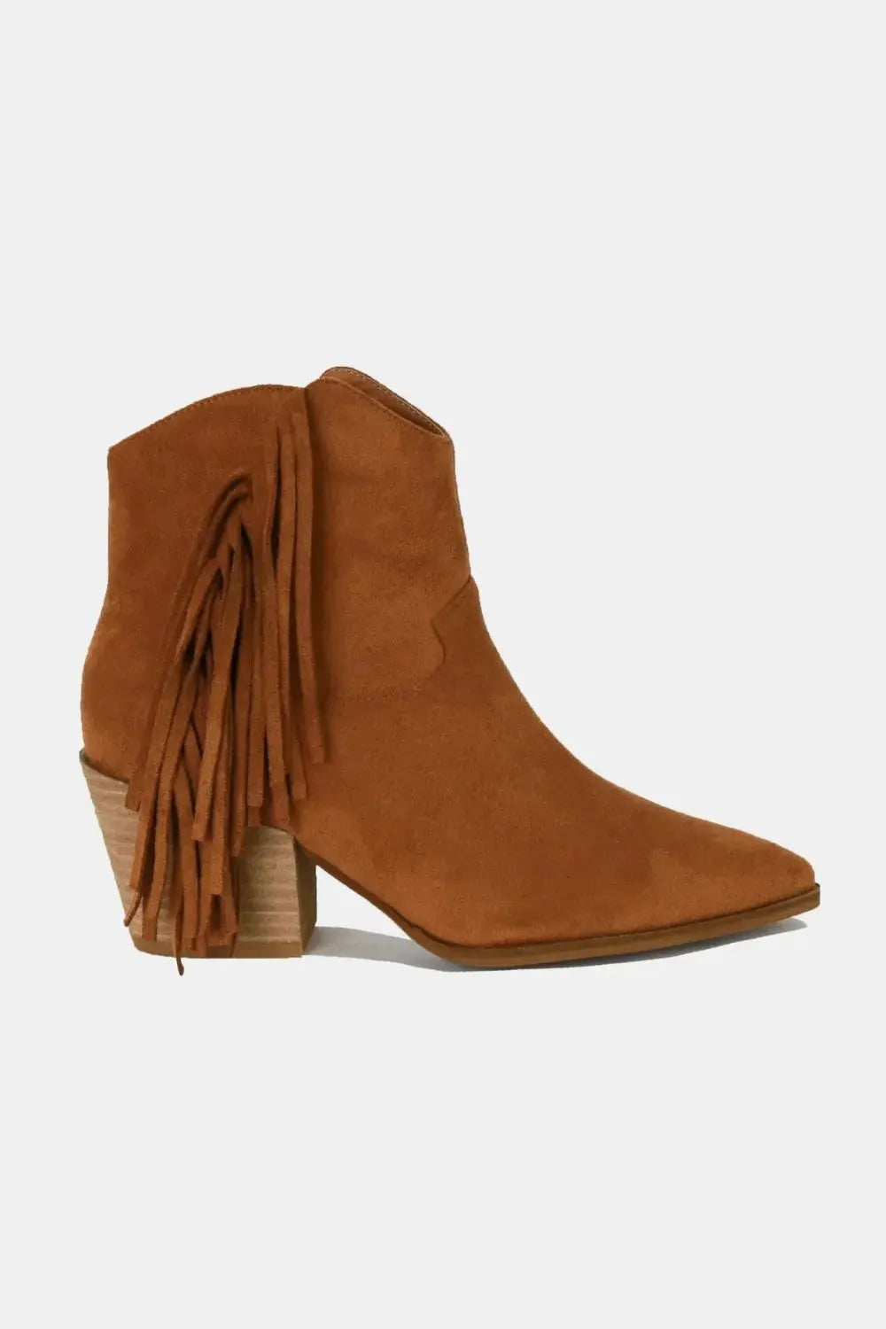 Beast Fashion Suede Fringe Point Toe Ankle Boots by Beast Fashion