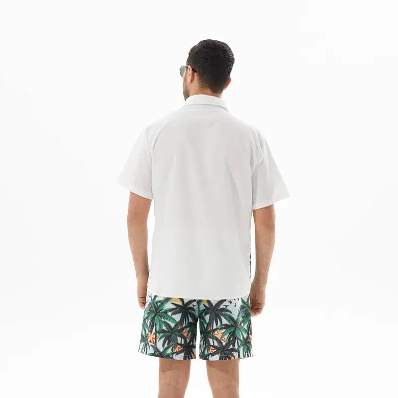Men's Full Size Printed Short Sleeve Shirt and Shorts Set Plus Size by Trendsi