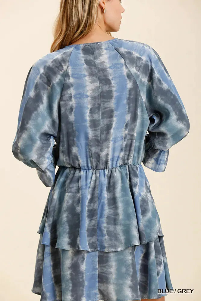 Umgee Tie Dye Ruffled Layered Dress with Elastic Waistband by Umgee