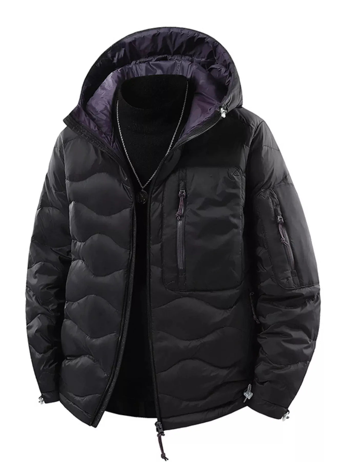 Men's Plus Size Hooded Padded Puffer Jacket by Partner Label