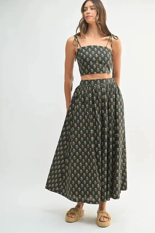 MABLE Floral Crop Top and Skirt Set by MABLE