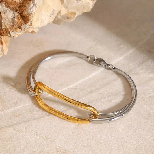 Two-Tone Geometric Link Bracelet by Partner Label