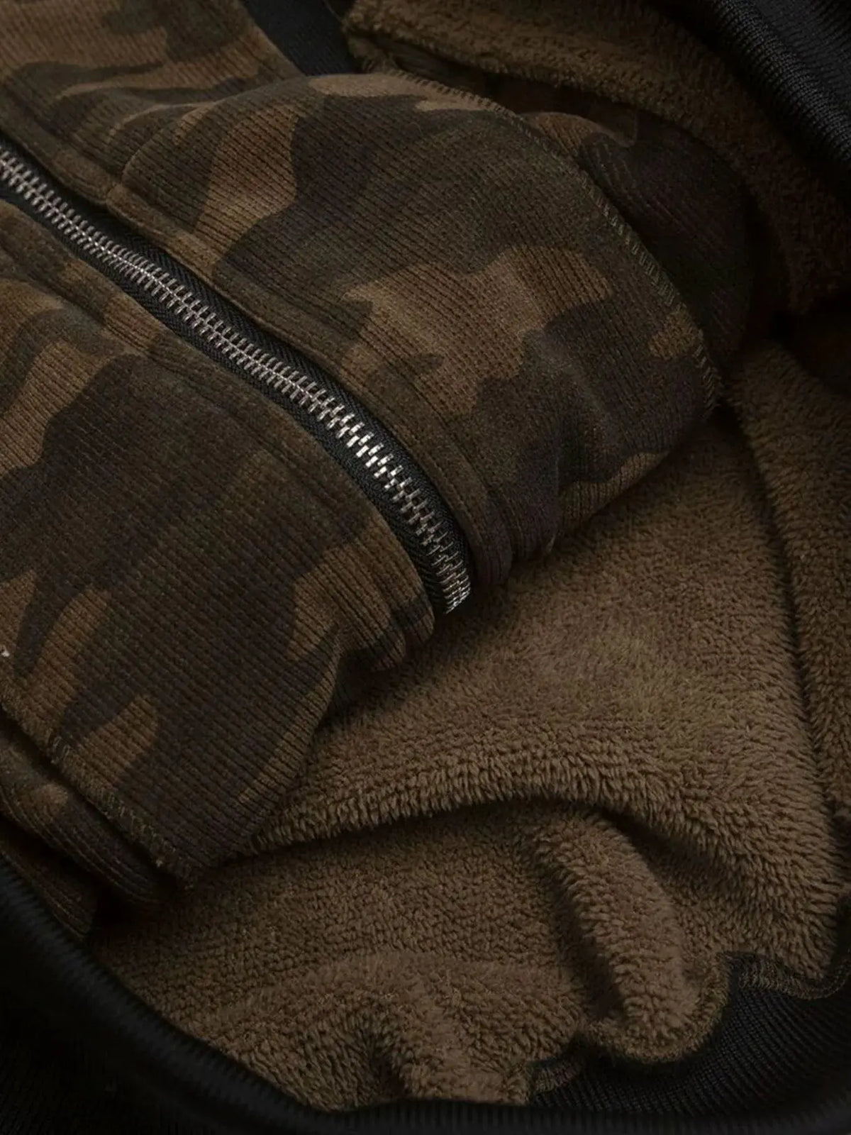 Men's Camouflage Faux Fur Hood Jacket by Partner Label
