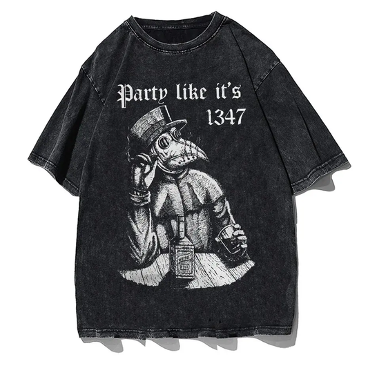 Vintage Plague Doctor Men’s Funny Medieval Horror Cotton T-Shirt by Vimost Shop
