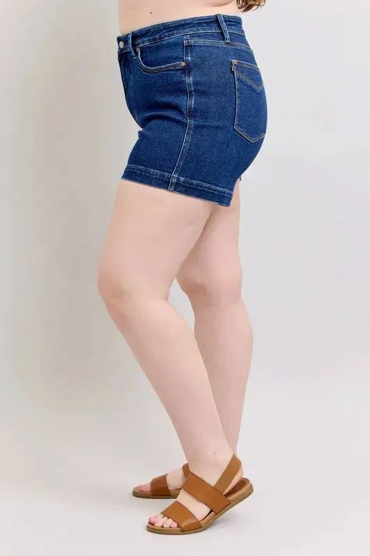 Judy Blue Full Size High Waist Tummy Control Denim Shorts Plus Size by Judy Blue